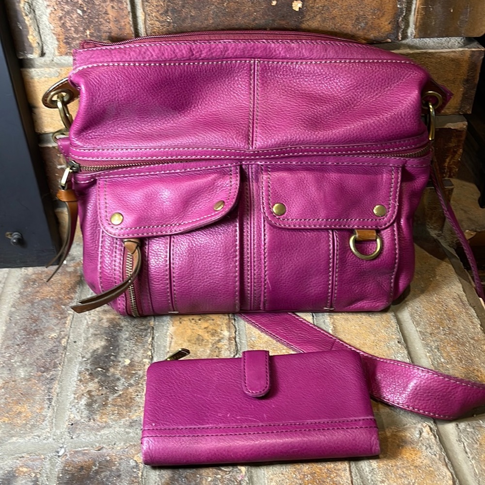 FOSSIL Morgan Traveler Plum Leather Crossbody UNISEX ZB4799